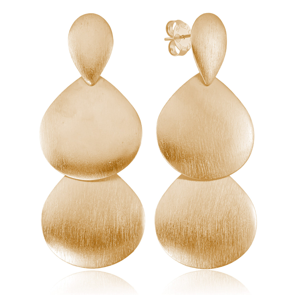 Sheila Fajl champagne gold earrings with layered teardrop shape pieces