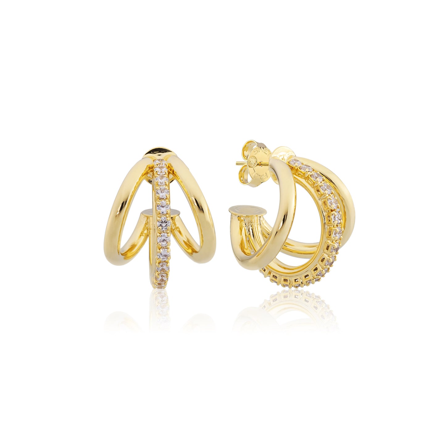 Small Triple Claire Hoops with CZs