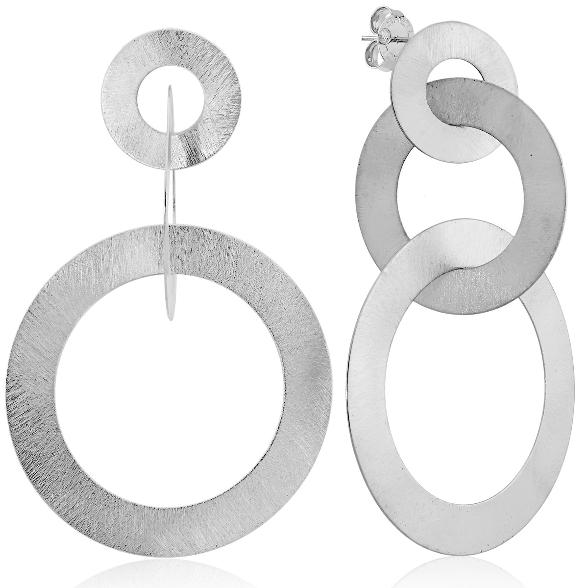 Tri-Circle Brushed Earrings