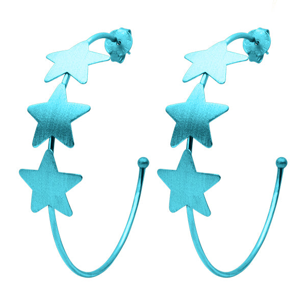 Metallic Silvina Star Hoops