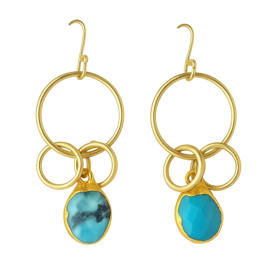 Cascading Circles with Turquoise Earrings