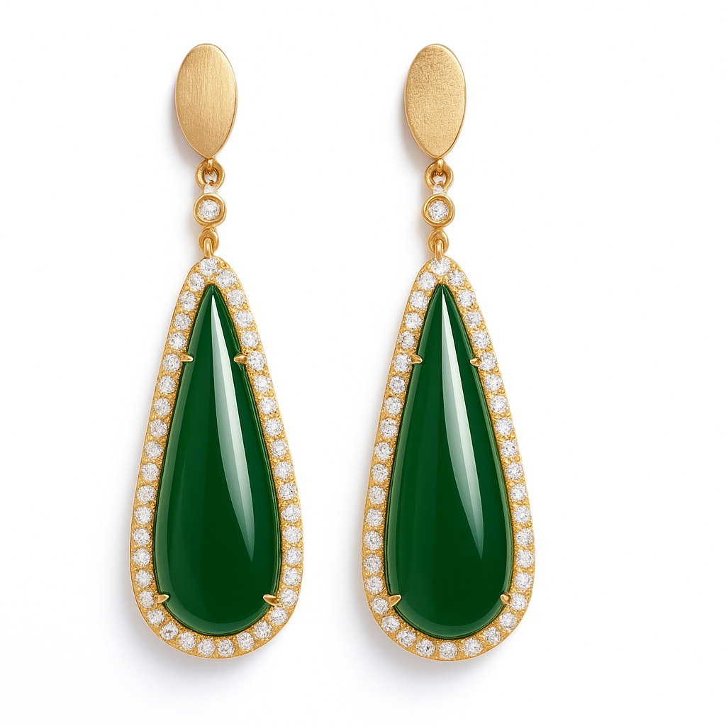 Large Faceted Green Earrings