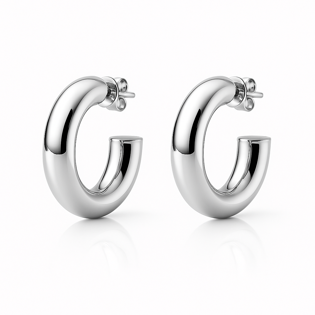 Sheila Fajl shinny silver hoop earrings