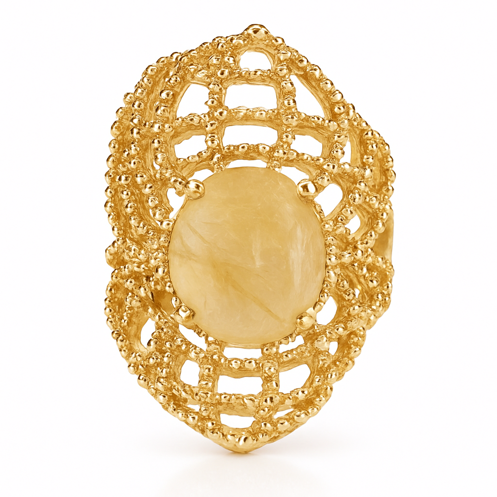 Filigree Ring with Oval Lemon Stone