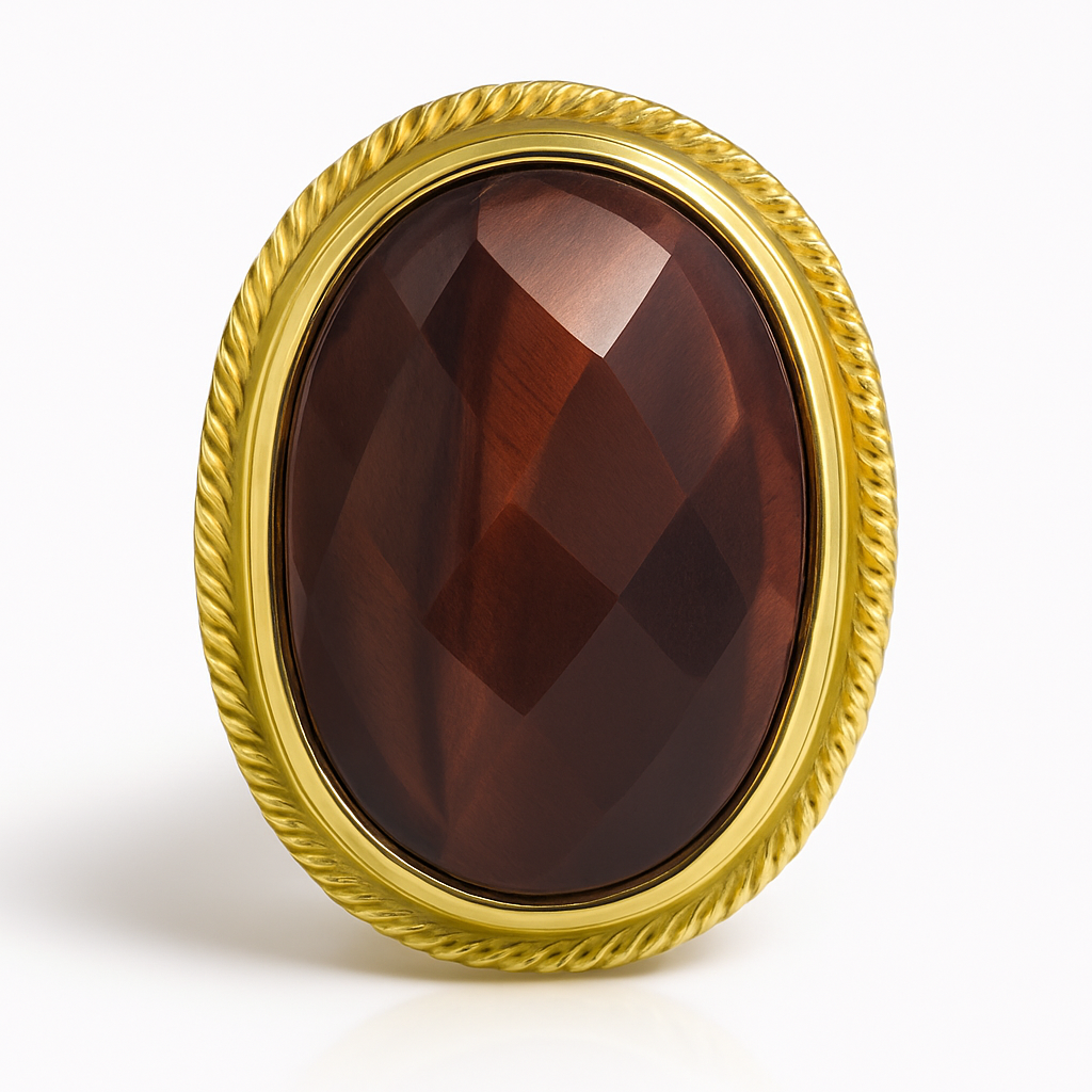 Dark Wood Gem Adjustable Ring