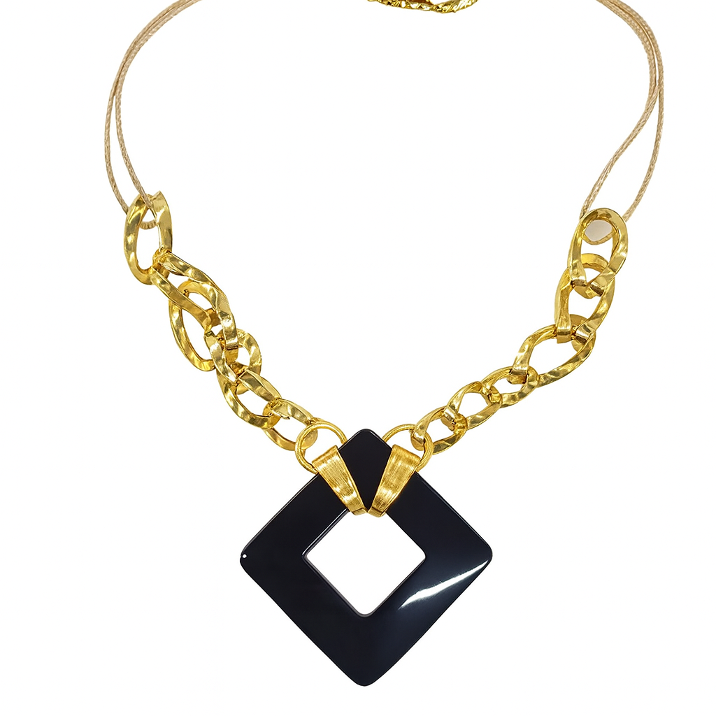 Black Acrylic Square Necklace