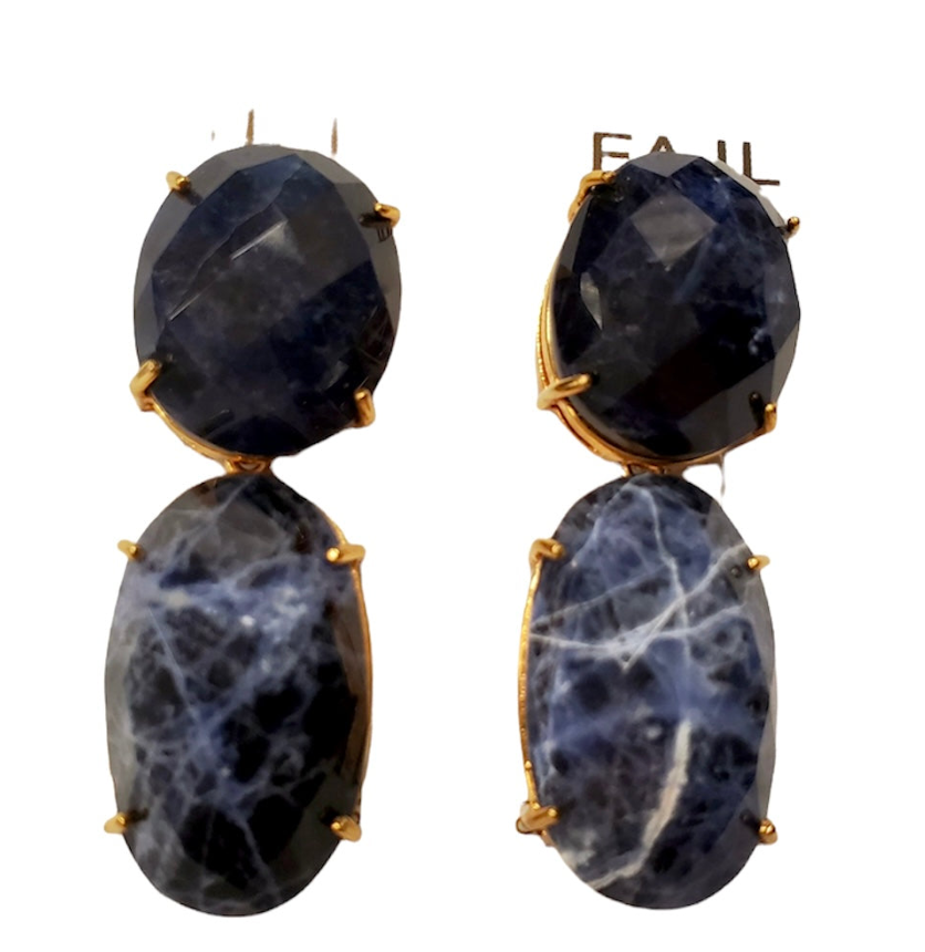 Double Oval Stone Earring