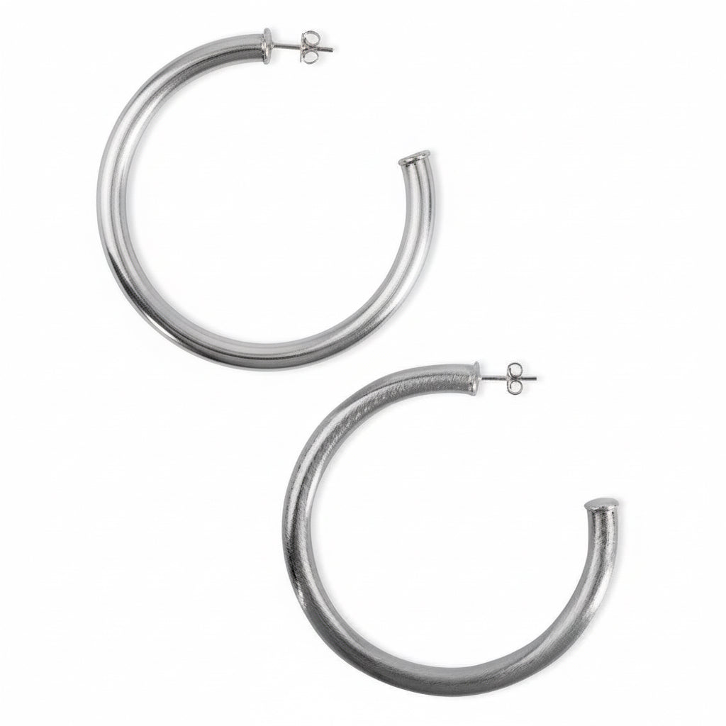 Sheila Fajl brushed silver thick hoop earrings