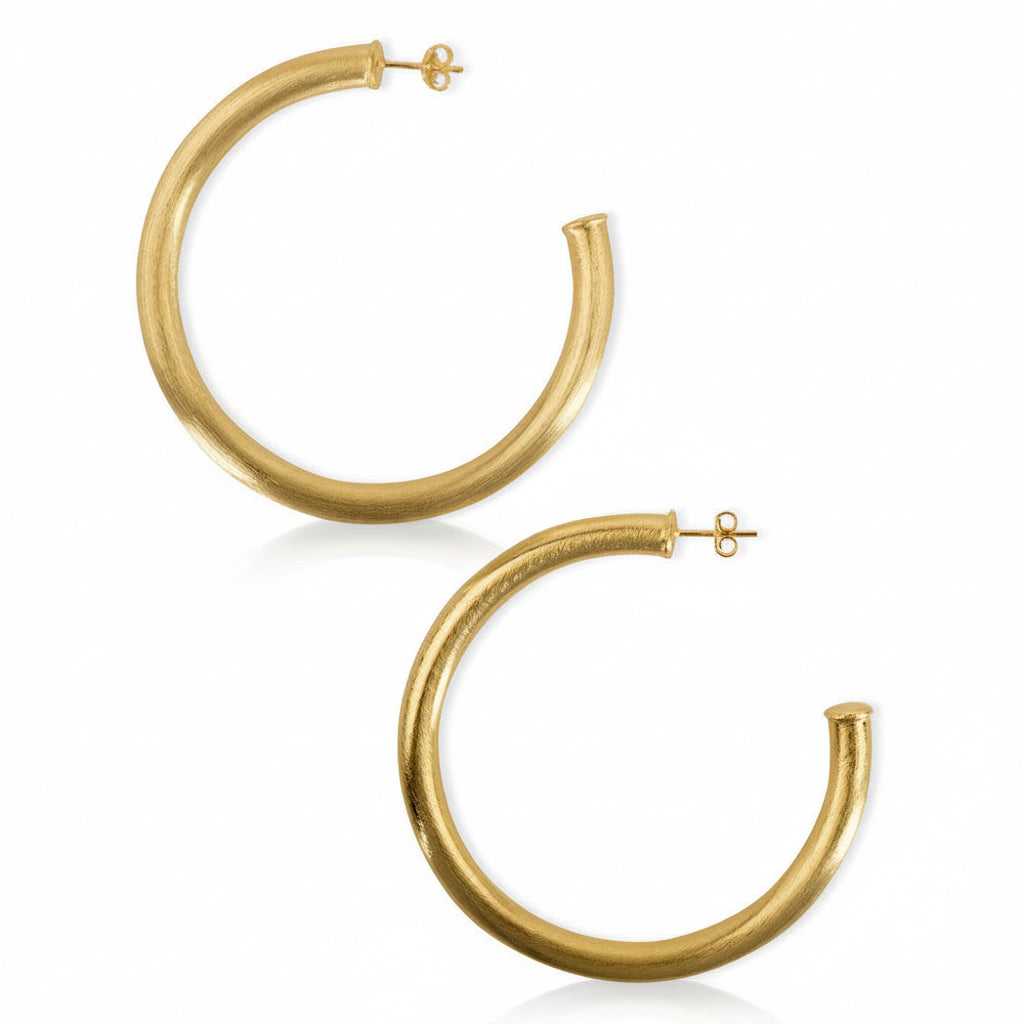 Sheila Fajl brushed gold thick hoop earrings