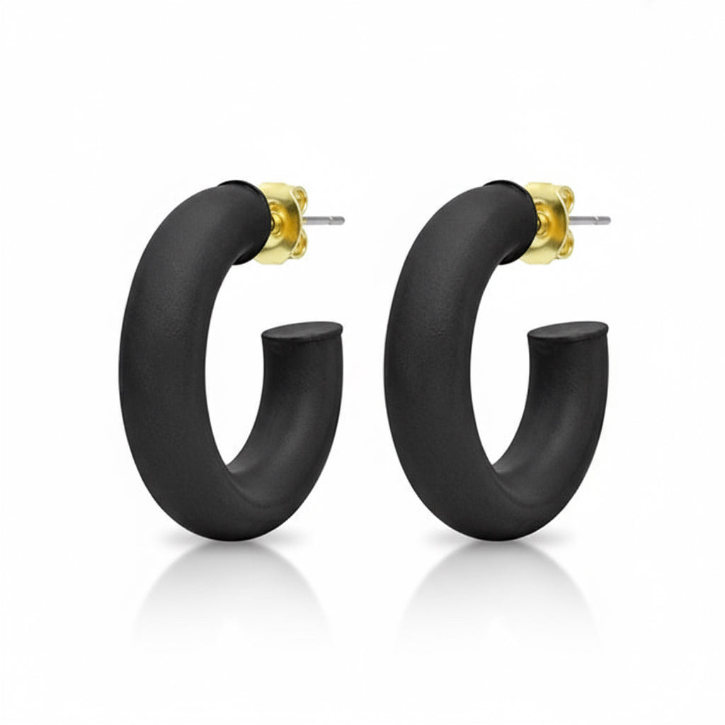 Sheila Fajl pair of black painted Small Chantal hoops with gold