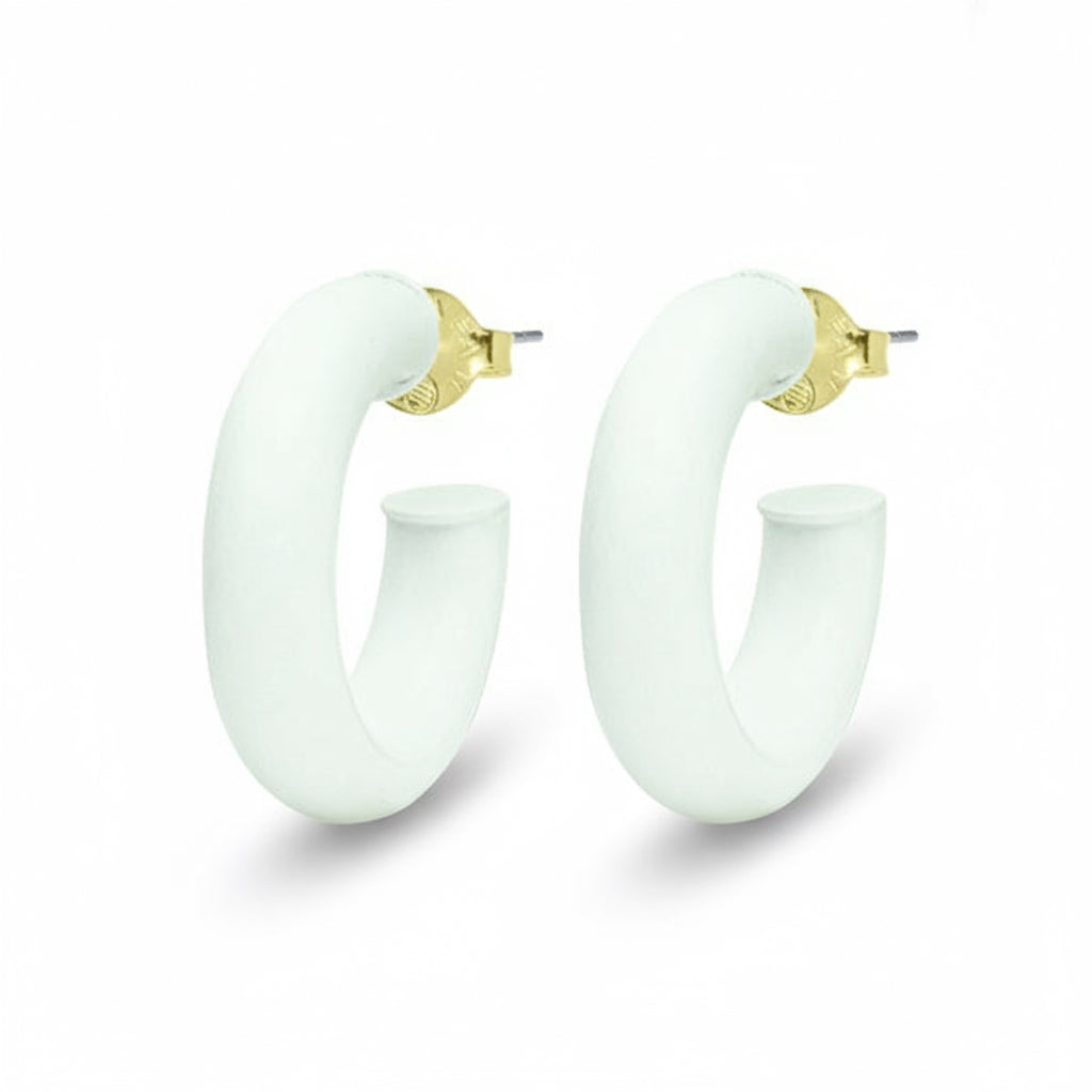 Sheila Fajl small White hoop earrings with gold accents