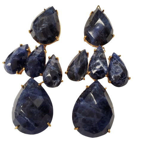 Five Teardrop Stone Earrings