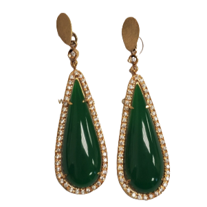 Large Faceted Green Earrings