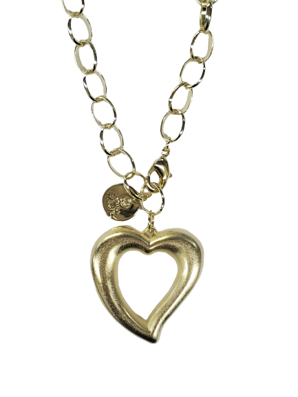 Heart Cut-Out Rounded Charm Necklace