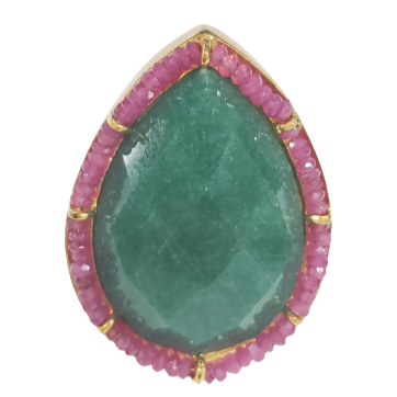 Teardrop Green Stone Ring Size 8