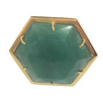 Green Quartz Hexagon Ring Size 6