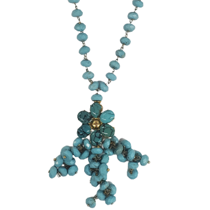 Turquoise Stone Flower Necklace