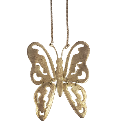 Large Champagne Butterfly Necklace