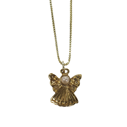 Pearl Angel Charm Necklace