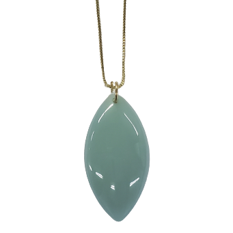 Almond Shape Stone Charm Necklace