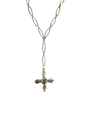Large Gold Cross Lariat Necklace