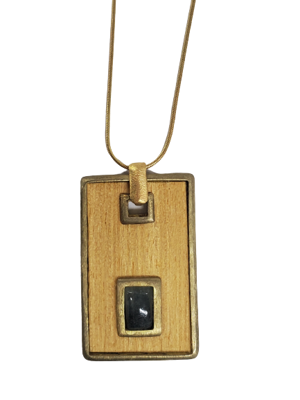 Rectangle Wood Pendant on Cord
