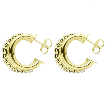 Small Triple Claire Hoops with CZs