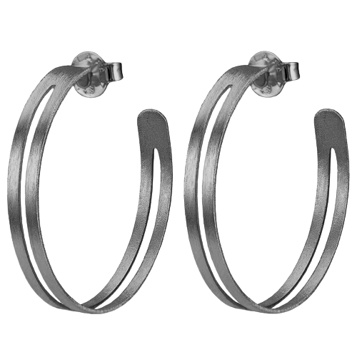 15mm 304 stainless steel hoop earrings with small ball x2 - Perles & Co