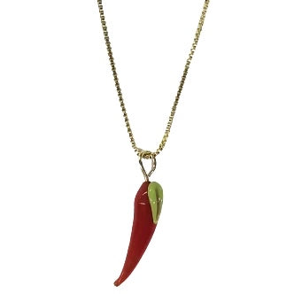 Red Acrylic Hot Pepper Charm Necklace