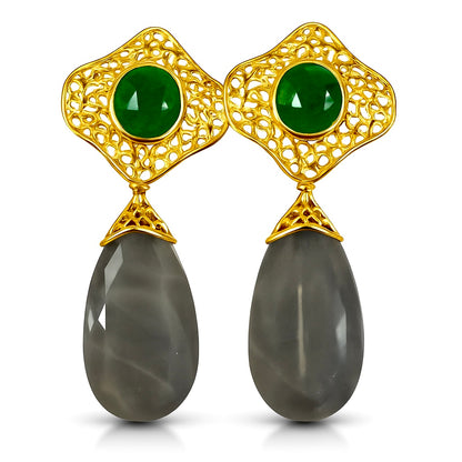 Large Teardrop Stone on Filigree Top Earrings