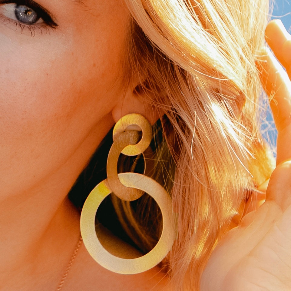 Tri-Circle Brushed Earrings