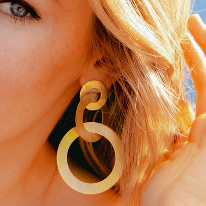 Tri-Circle Brushed Earrings
