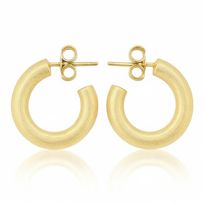 1” small brushed Sheila Fajl gold hoop earrings 