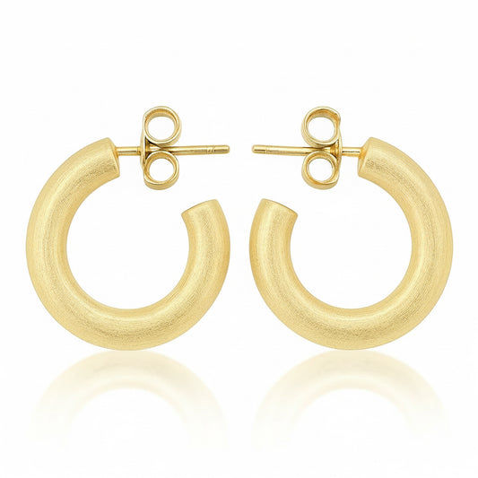 1” small brushed Sheila Fajl gold hoop earrings 