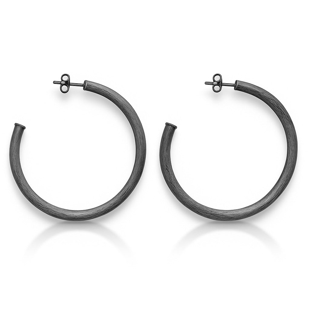 Sheila  brushed gun metal everybody’s favorite hoop earrings 