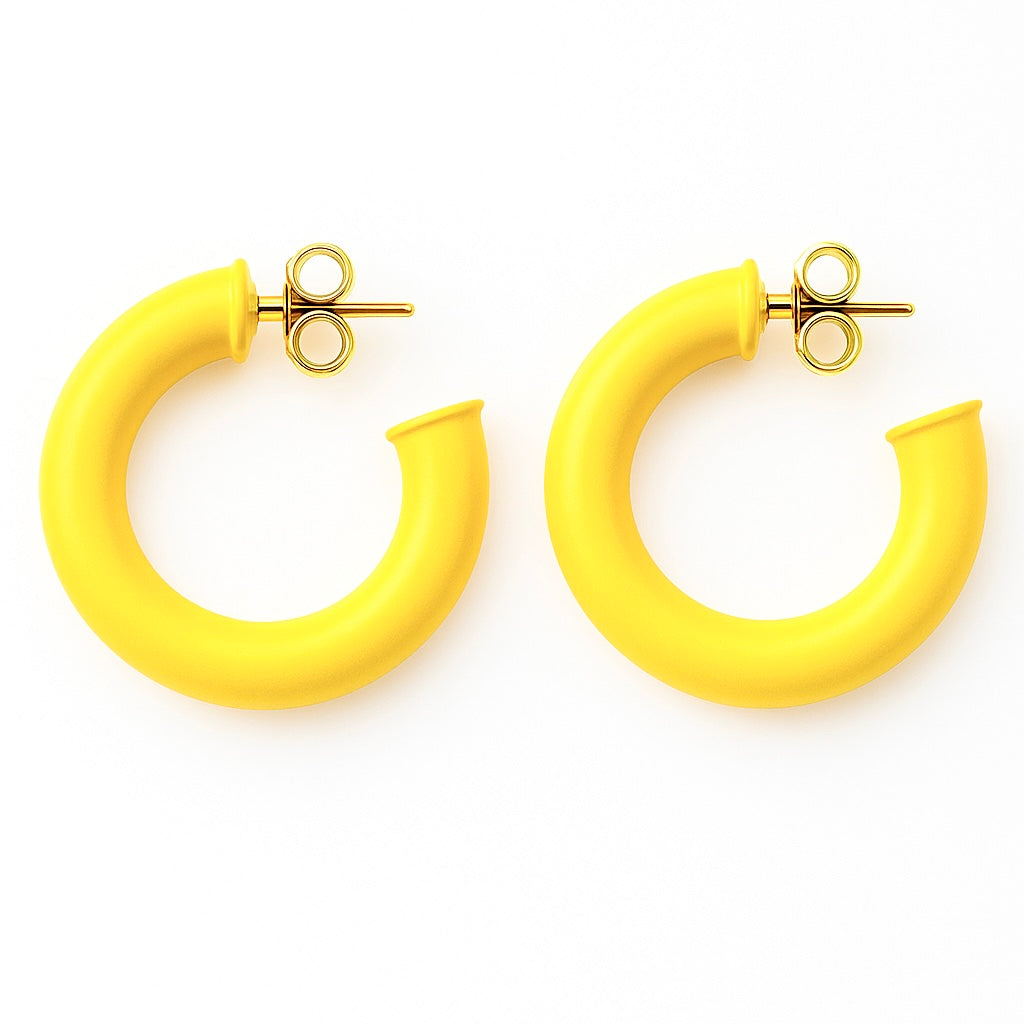 Yellow Sheila Fajl hoop earrings with gold