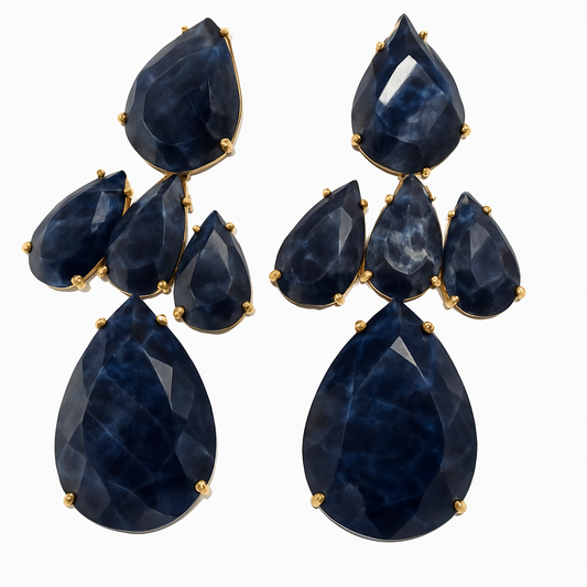 Five Teardrop Stone Earrings