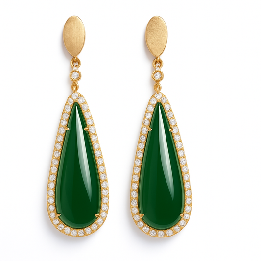 Large Faceted Green Earrings