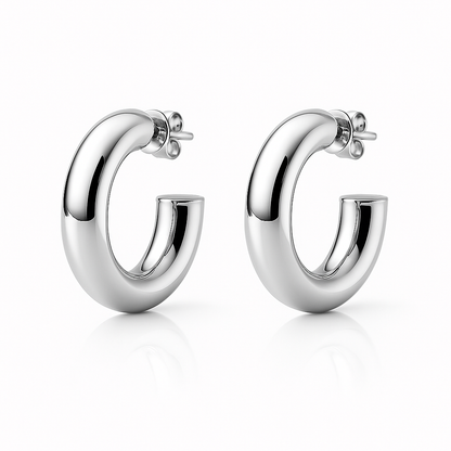 Sheila Fajl shinny silver hoop earrings 