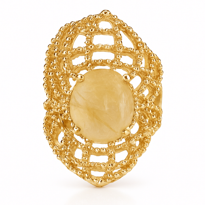 Filigree Ring with Oval Lemon Stone