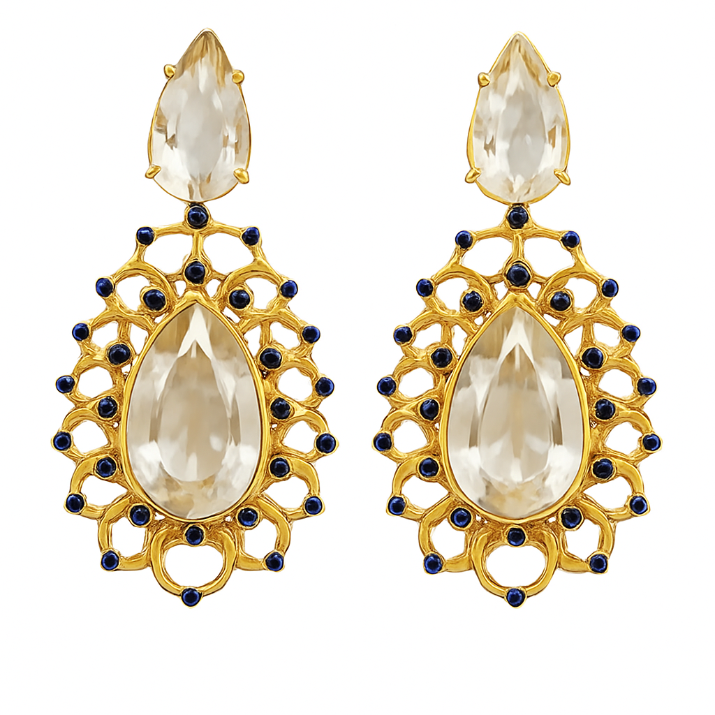 Double Teardrop Stone Earrings