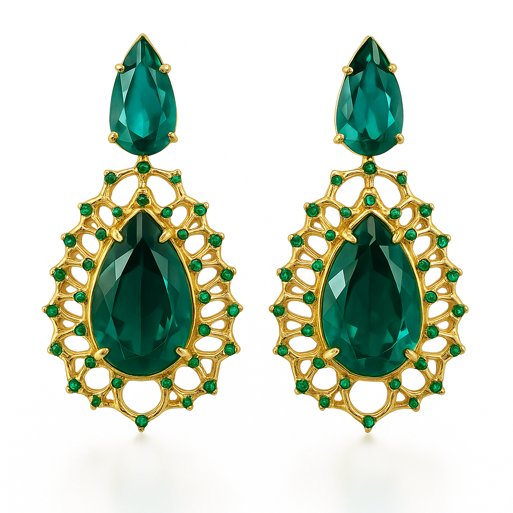 Double Teardrop Stone Earrings