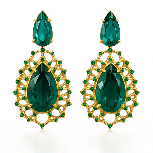 Double Teardrop Stone Earrings