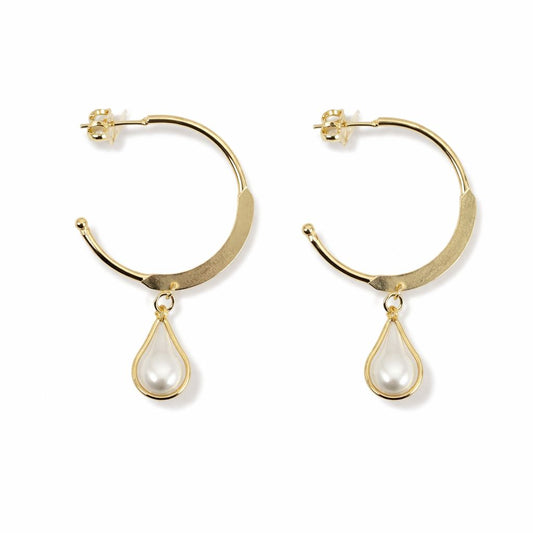 Luna Pearl Drop Hoops