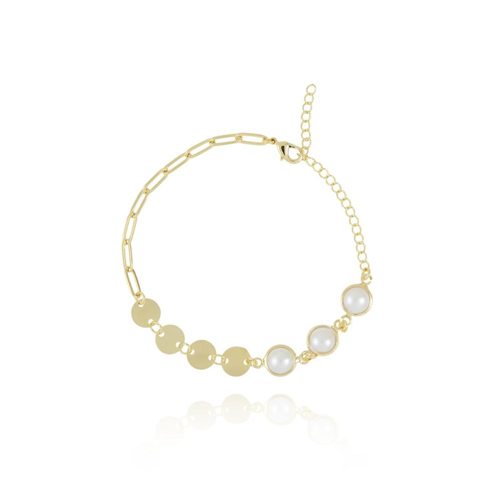 Luna Pearl Disc Bracelet