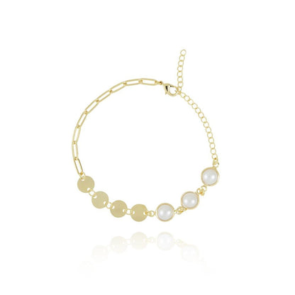 Luna Pearl Disc Bracelet