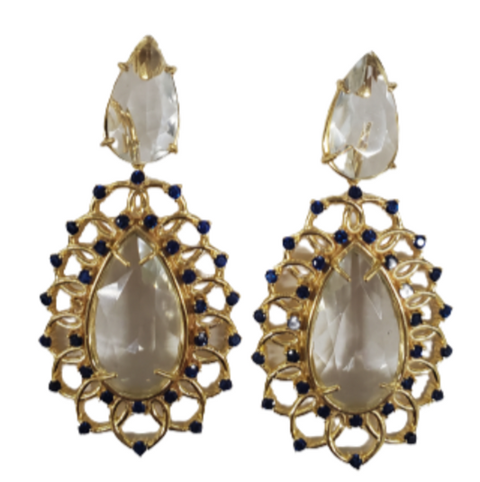Double Teardrop Stone Earrings
