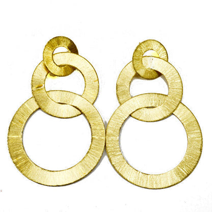 Tri-Circle Brushed Anna Earrings