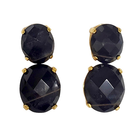 Dark Double Stone Earrings