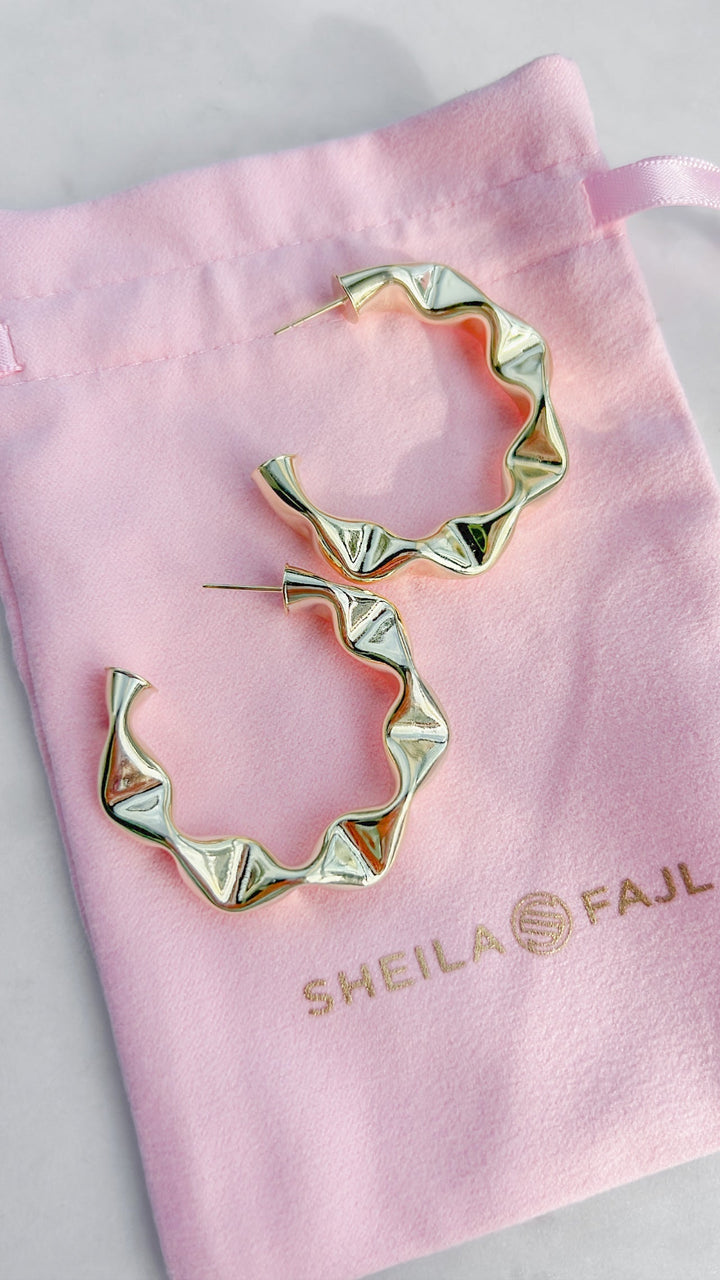 Sheila Fajl Shiny Large Wrinkled Hoops